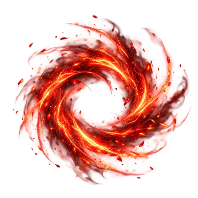 Red circular ember vortex with dark edges