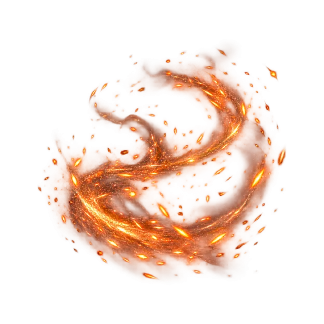 Orange ash-like sparks on a winding trail