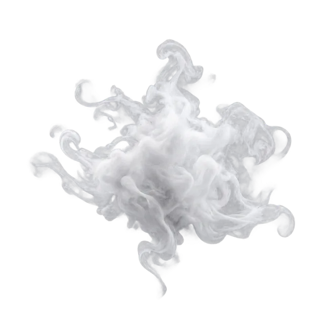 White billowing smoke puff with curled edges