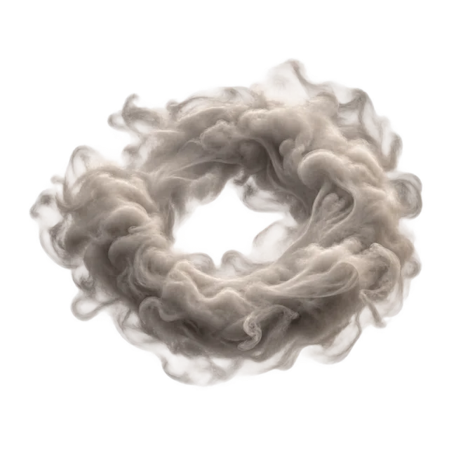 Warm gray doughnut-shaped smoke cloud