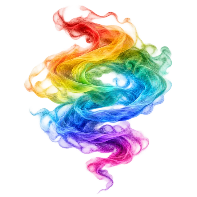 Layered rainbow smoke spiral