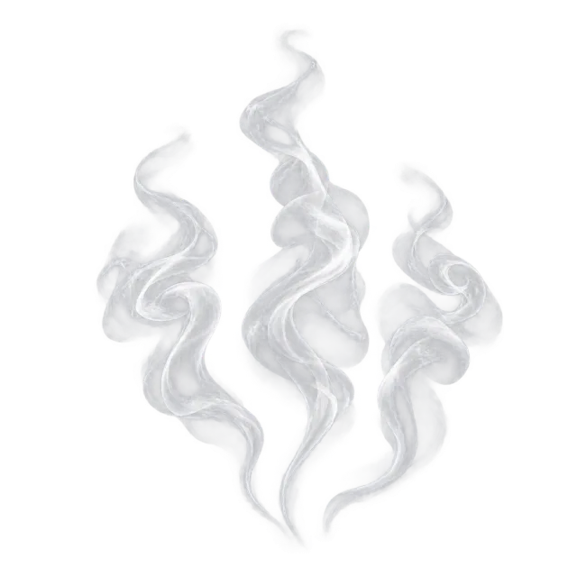 Three narrow curls of white steam
