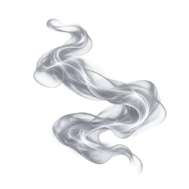 Silver-gray fog ribbon forming an S curve