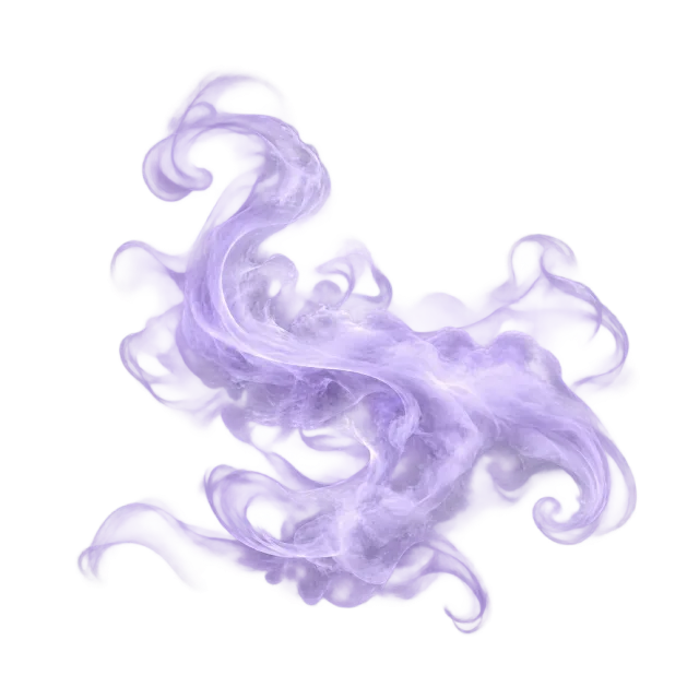 Pale lavender cloud with long wispy curls