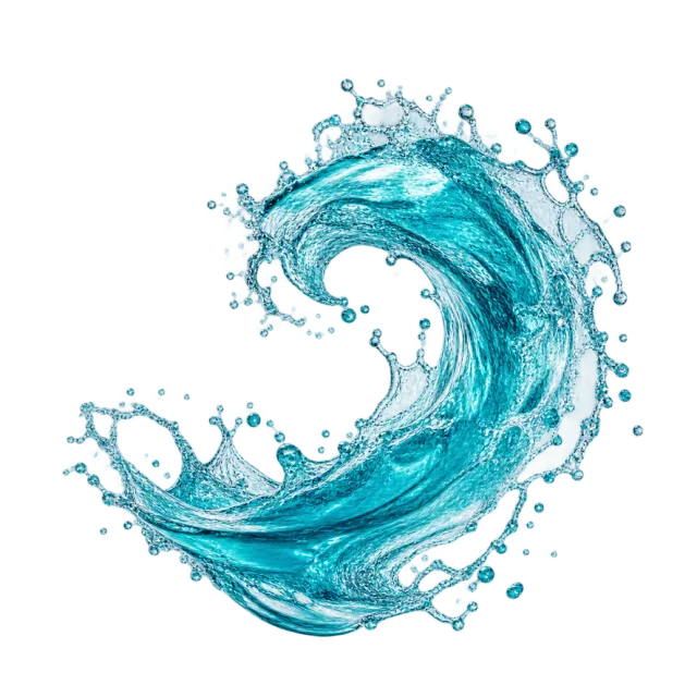 Turquoise water wave curling inward