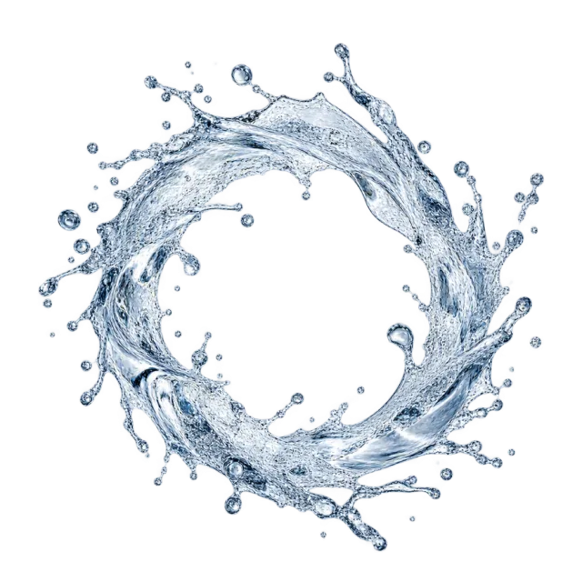 Circular water splash ring with a hollow center