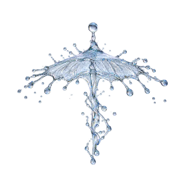 Umbrella-shaped water splash on a narrow stem