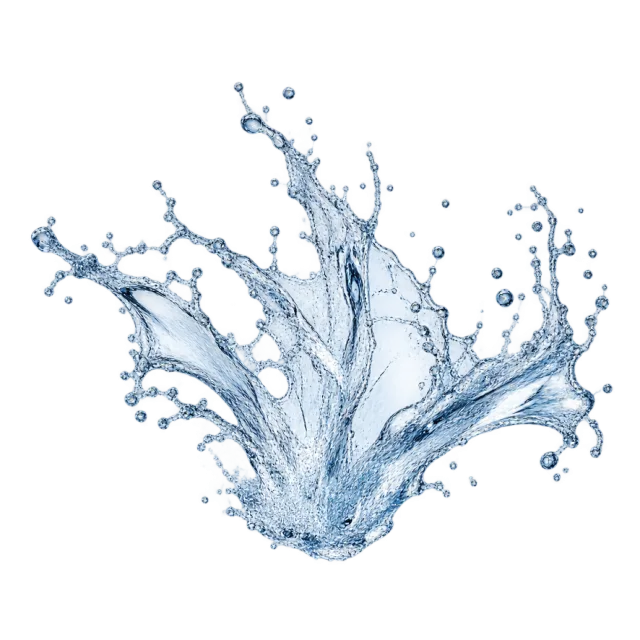Fan-shaped water burst with long splash tips