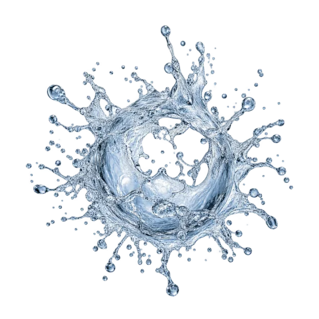 Rounded water impact with outward splash arms