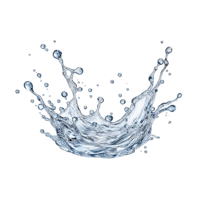 Low water splash bowl with suspended droplets