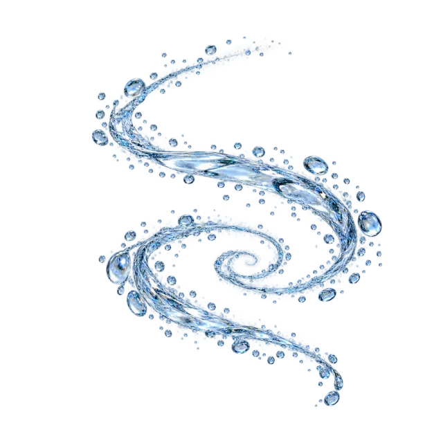 Clear winding droplet trail