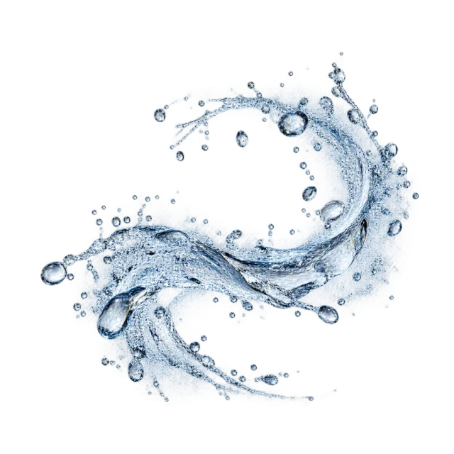 Fine water spray flowing along a curved wave