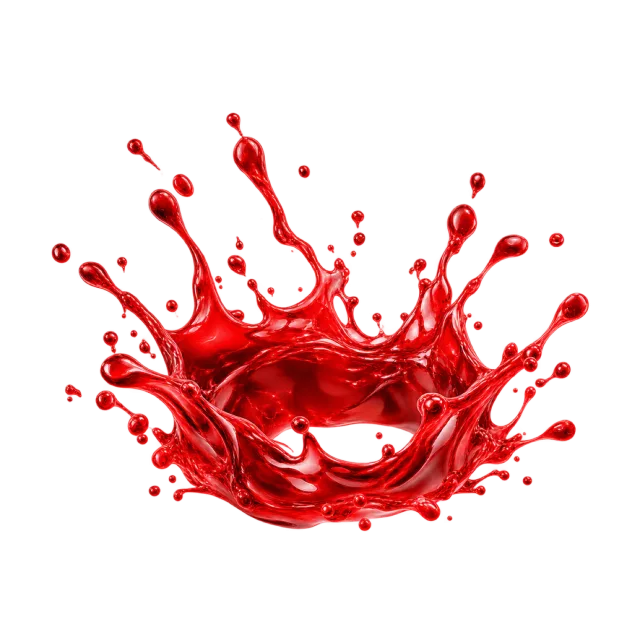 Red paint crown splash with tall droplets