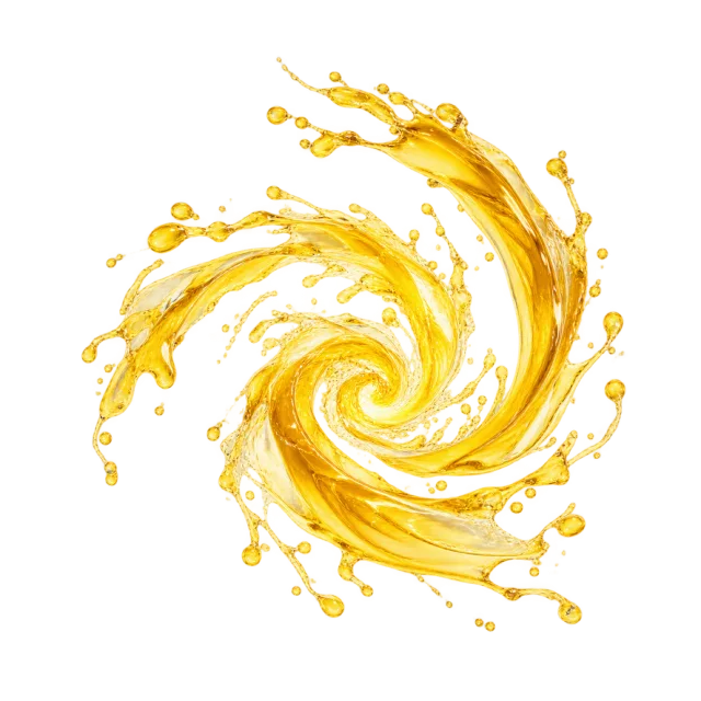 Yellow liquid spiral with splashing tips