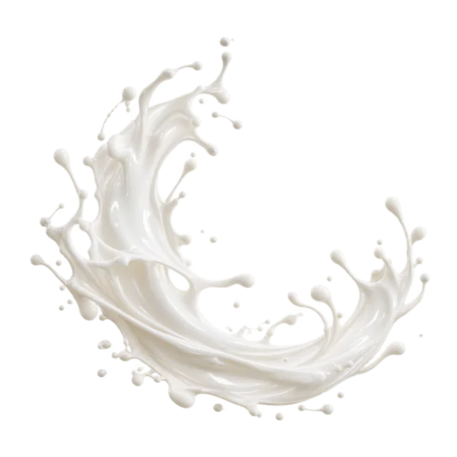 White milk-like splash forming a broad arc