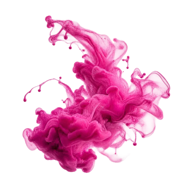 Magenta ink cloud curling upward