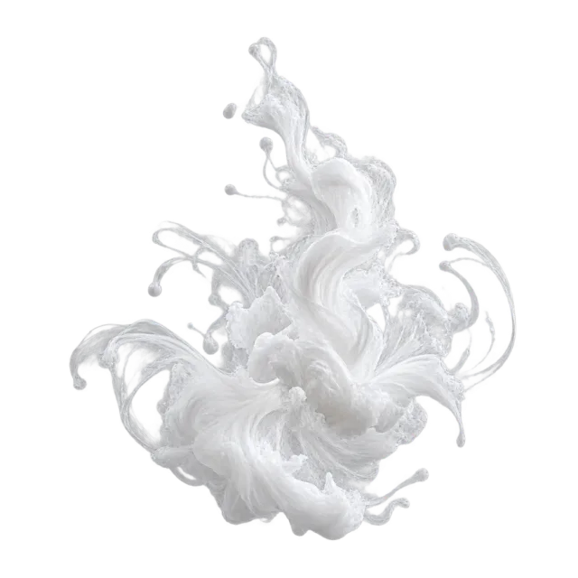White feathery ink plume with soft folds