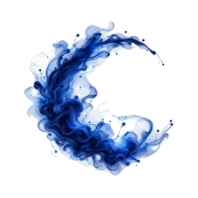 Indigo ink crescent with translucent edges
