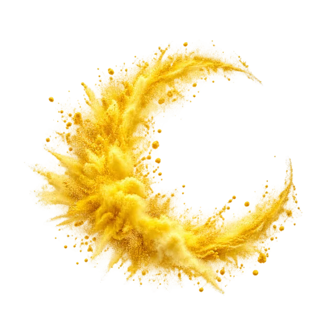Yellow powder crescent with fine scattered grains