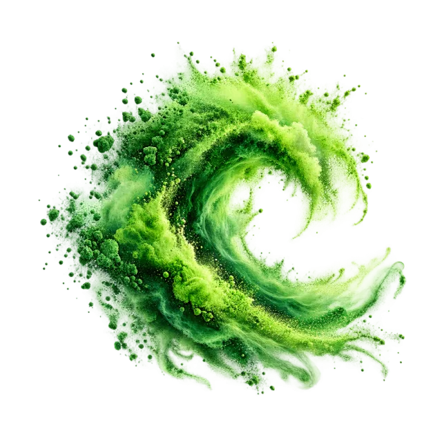 Green powder rolling into a wave