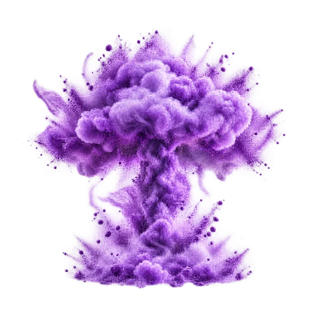 Purple mushroom-shaped powder cloud