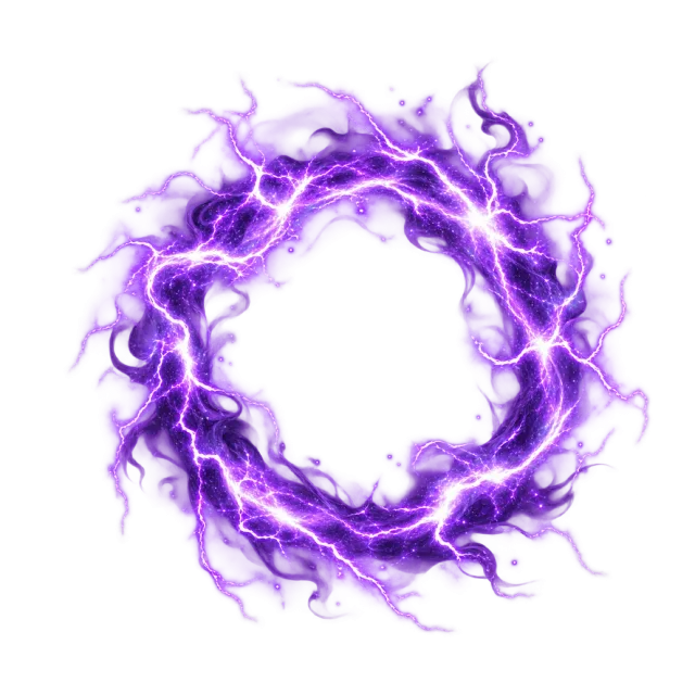 Violet lightning ring with branching edges