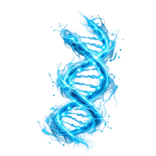 Cyan electrical strands forming a double helix
