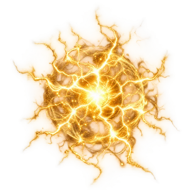 Golden spherical lightning burst