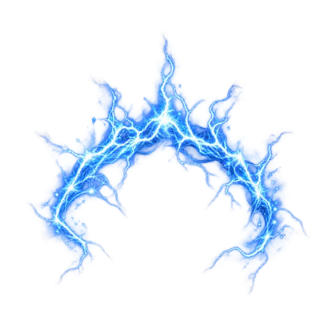 Blue crown-shaped lightning arc