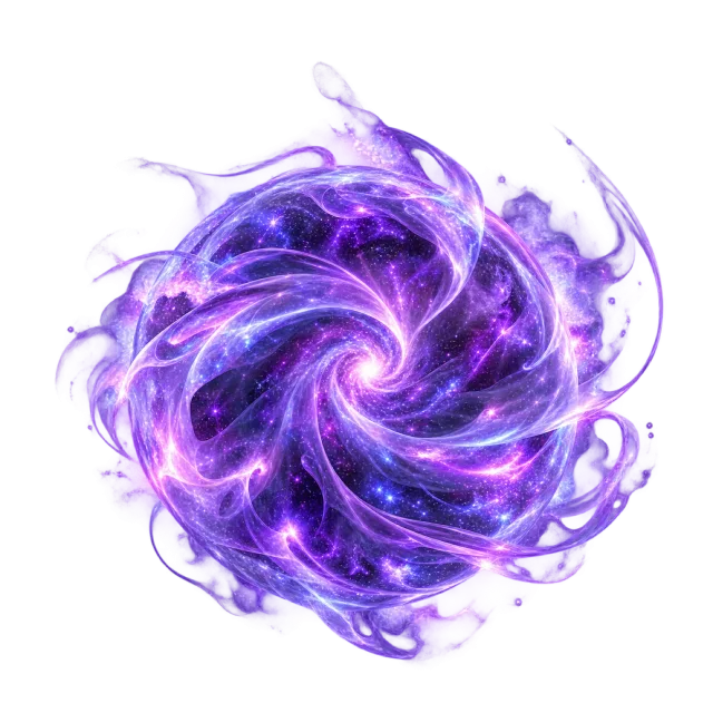 Violet swirling nebula-like energy sphere