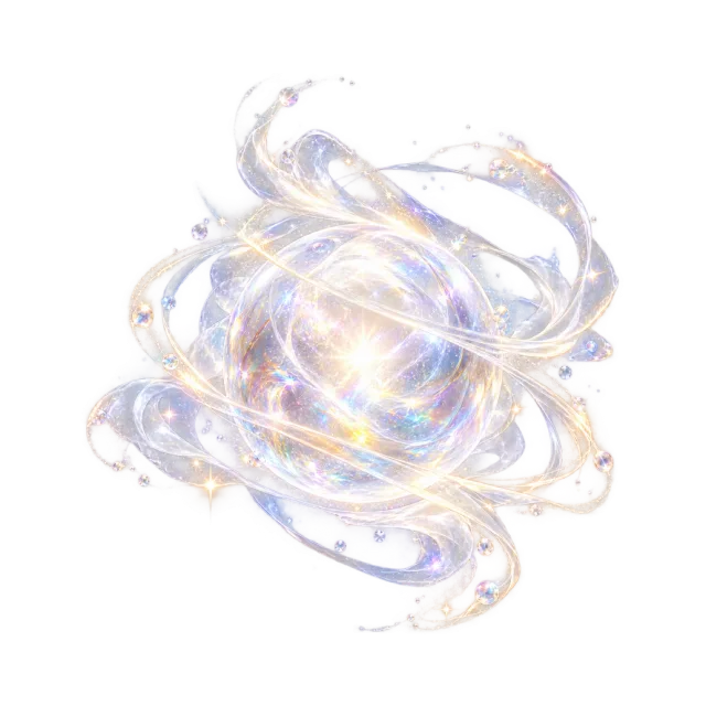 Pale prismatic energy orb with pearlescent loops