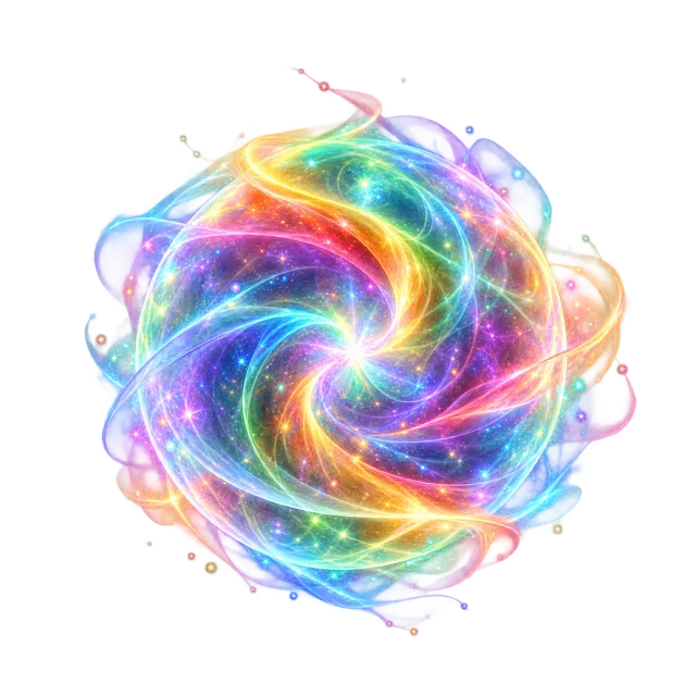 Rainbow swirling energy sphere