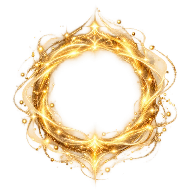 Golden sparkling portal with bright star glints