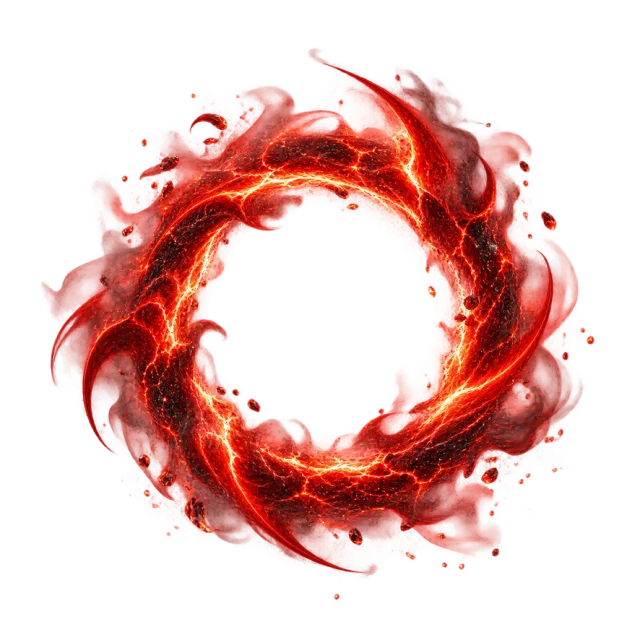 Red fiery circular portal