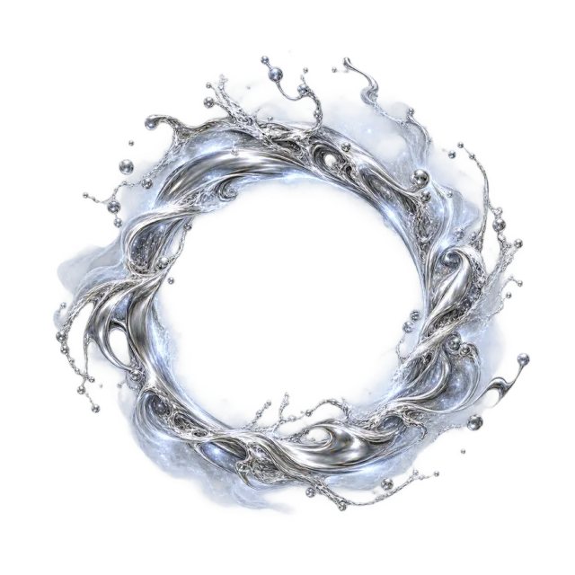 Silver-colored liquid-metal-style portal ring