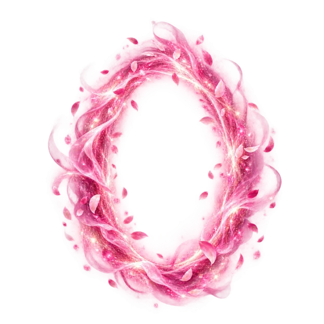 Pink oval portal with petal-like energy curls