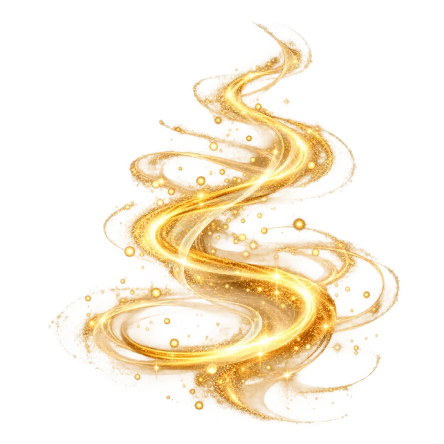 Golden wisps rising in a luminous spiral