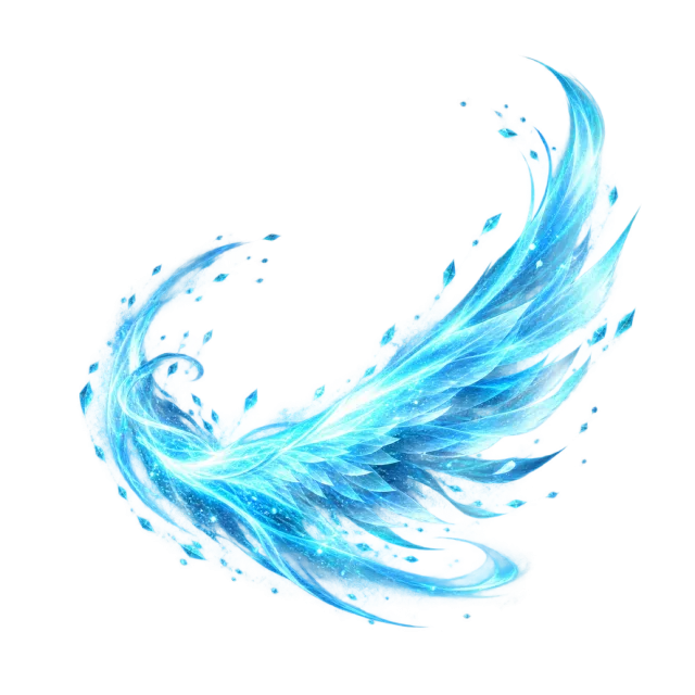 Cyan wing-shaped energy sweep