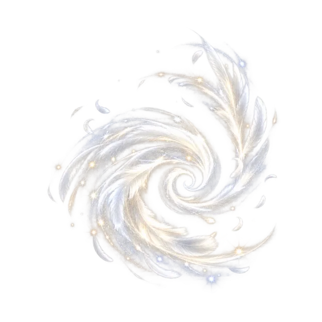 White feather-like luminous swirl