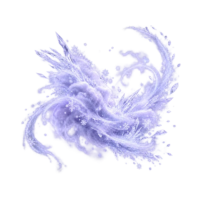 Pale lavender frost cloud with curling crystalline details
