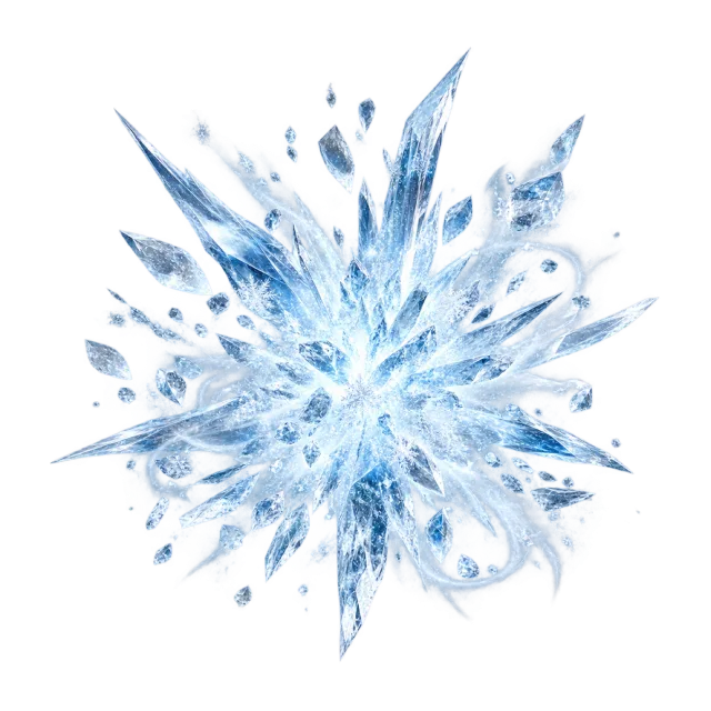 Clear blue crystalline explosion