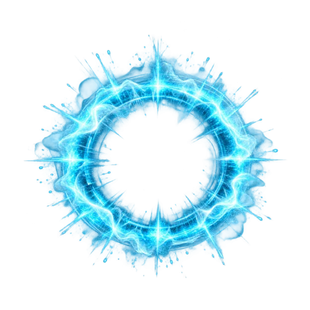 Cyan sonic-ring effect with pointed outer rays