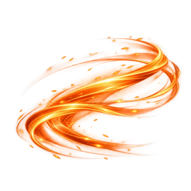 Orange speed ribbons curling into a long loop