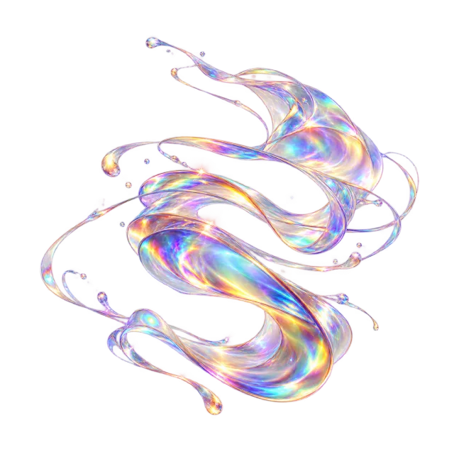Iridescent foil-like ribbon swirl