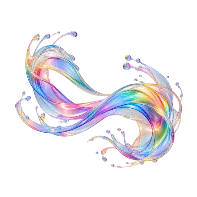 Translucent rainbow glass-like wave