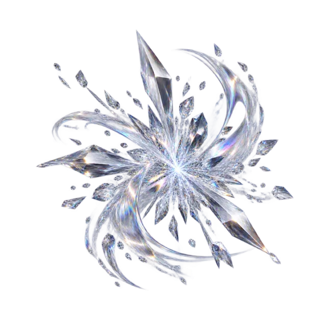 Silver-colored fractured prism burst