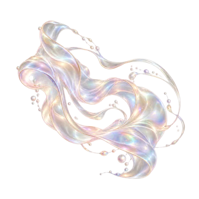 Pearlescent flowing membrane with soft folds