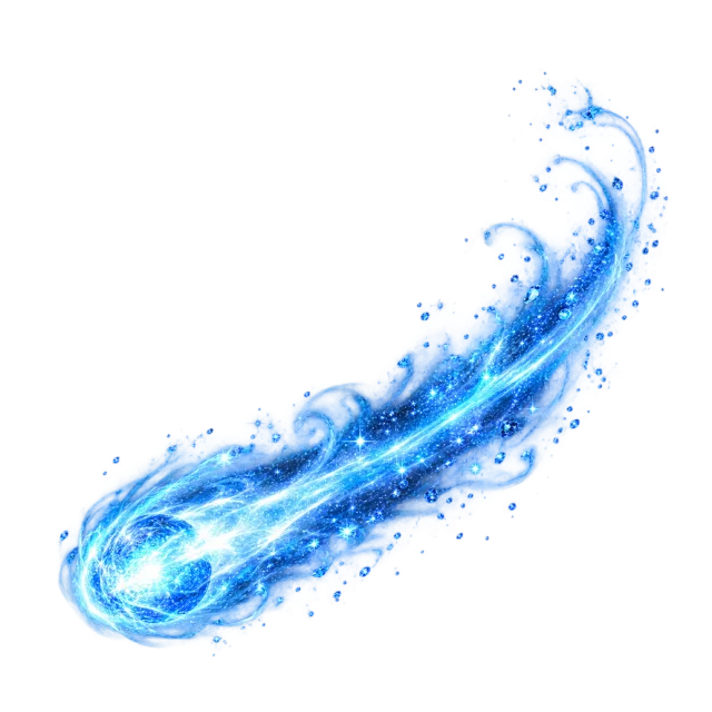 Blue comet with a long sparkling tail