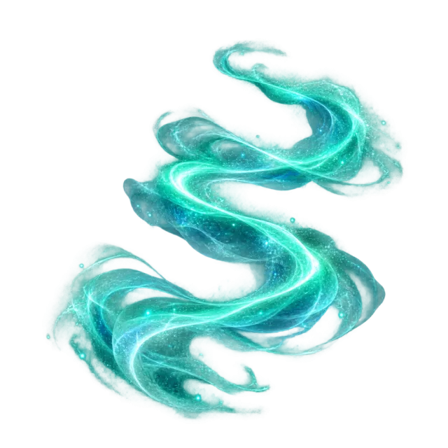 Teal aurora-like ribbon wave