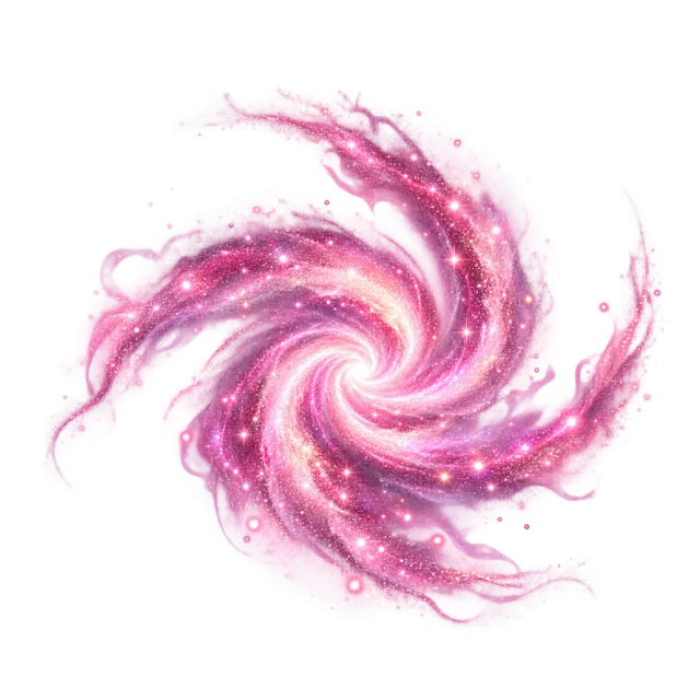 Pink stardust spiral with glowing flecks